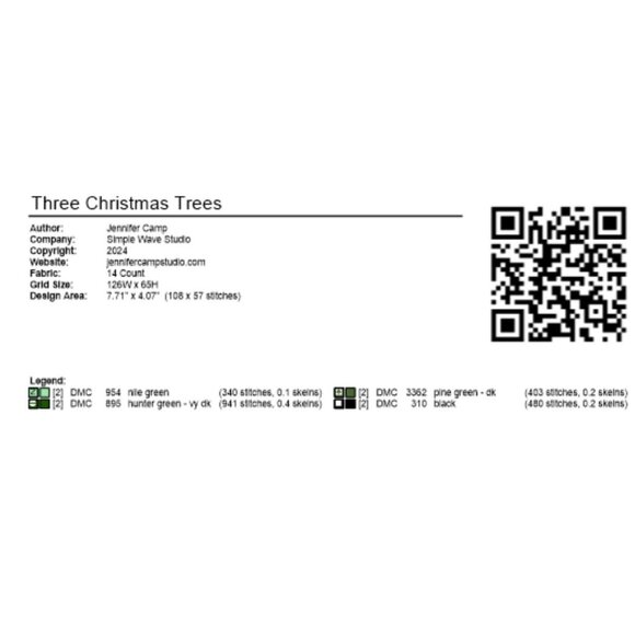 Green Retro Christmas Tree Merry Christmas Counted Cross‎ Stitch Kit - Picture 5 of 5